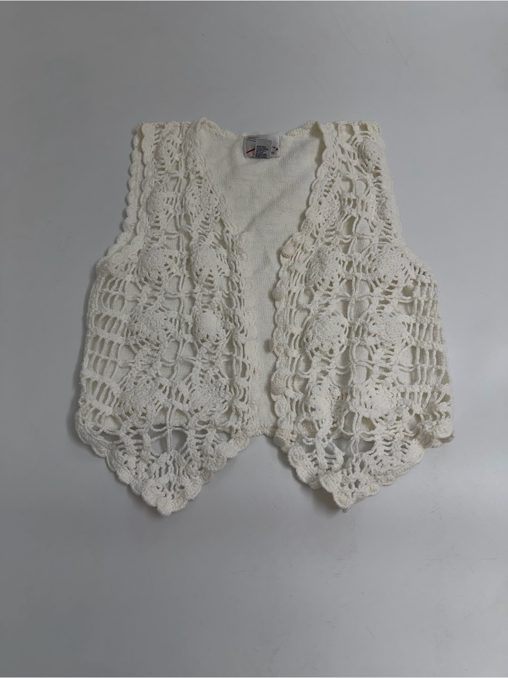 Vintage 1993 SML Sport Ivory Crochet Ramie Cotton Vest Medium Cottagecore